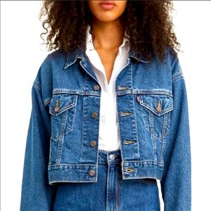 cropped denim oversized jacket